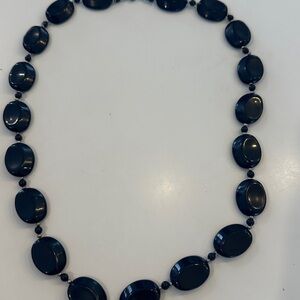 Elegant Dark Blue Beaded Necklace